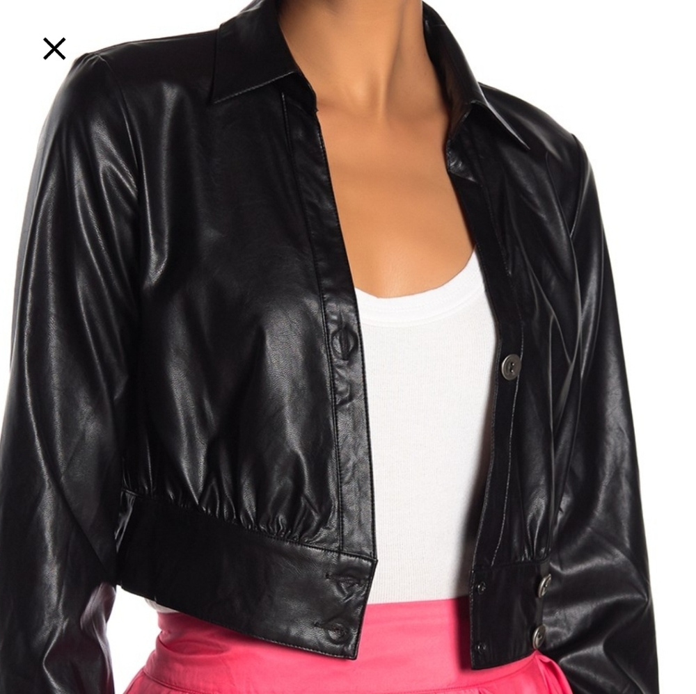 NWT: TOV Cropped Faux Leather Jacket - Picture 4 of 6